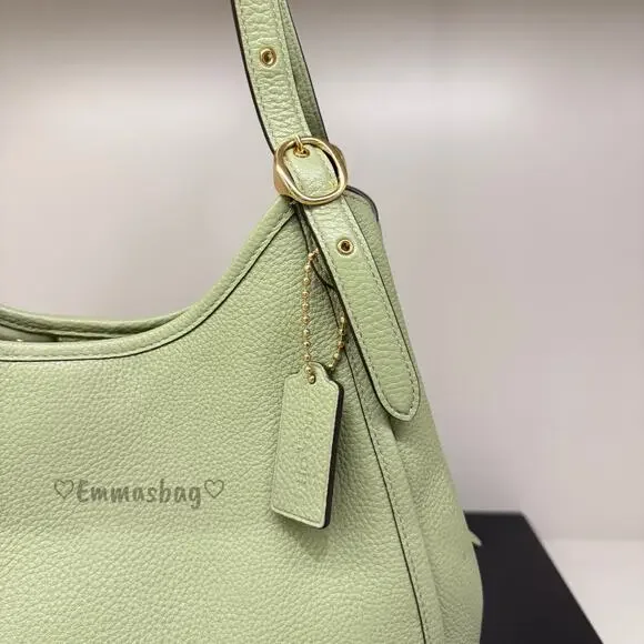 Coach Erin Shoulder Bag Refined pebble Leather CAQ86 Gold/Pistachio - Picture 2 of 9